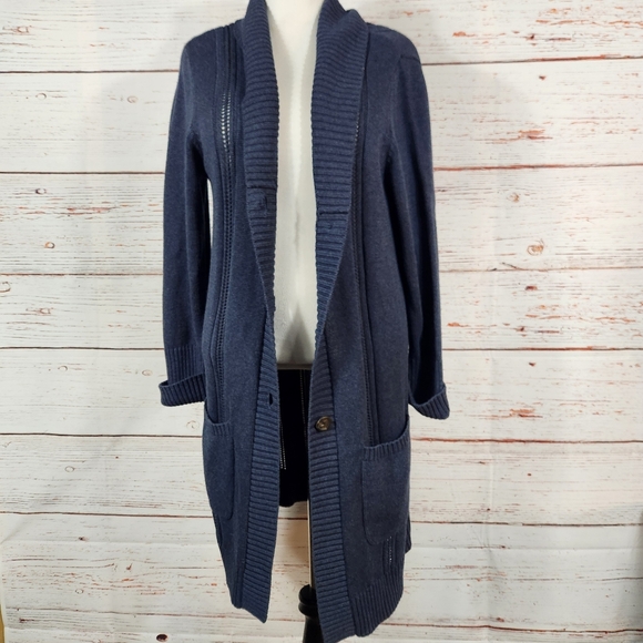 UGG Hayley Navy Button Up Cotton Cardigan Sweater Size XL - Picture 2 of 10